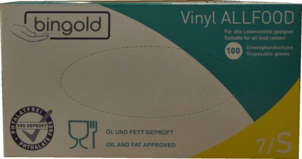BEHA0293 Einweghandschuh Vinyl transparent S puderfrei, Pack= 100 Stk