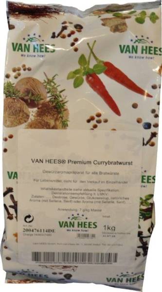 H2VH0080 Van Hees Premium Currybratwurst Beutel = 1 kg