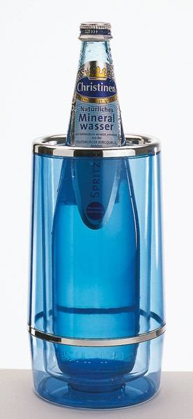 GBAP0306 Flaschenkühler doppelwandig blau-transparent, D=12 cm, H= 23 cm