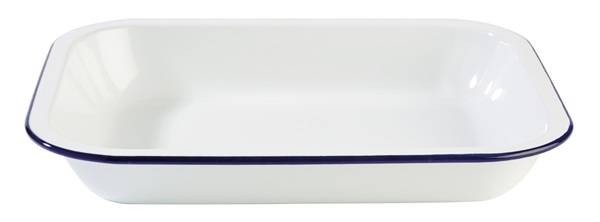 GBAP1101 Schale -Enamelware- 1,9 L Metall weiß/blau 28x 23x 4,5 cm