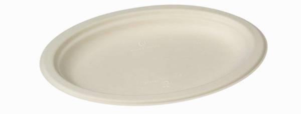 UVPA0077 Zuckerrohr Teller oval weiß 1-tlg. 26x19,5x2 cm PK= 50 Stk