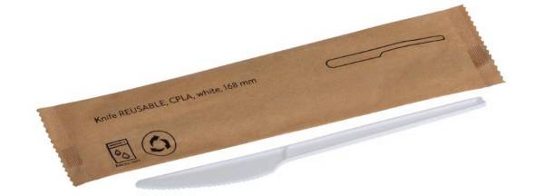 UVPA0507 Reusable Messer CPLA weiß einzeln verpackt L=168 mm KT=500 Stk