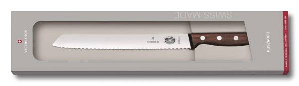 MEVI0032 Brotmesser Rosewood L=21 cm mit Wellenschliff im Geschenkkarton