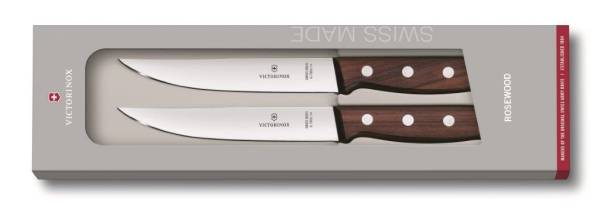 MEVI0025 Steakmesser-Set Rosewood 2-teilig Griff dunkelbraunes Holz L=14 cm