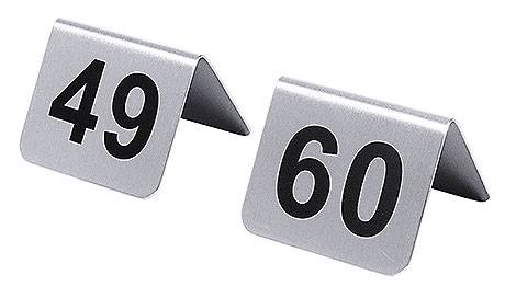 CNCO3679 Tischnummernschilder 49-60 mit schwarzem Siebdruck