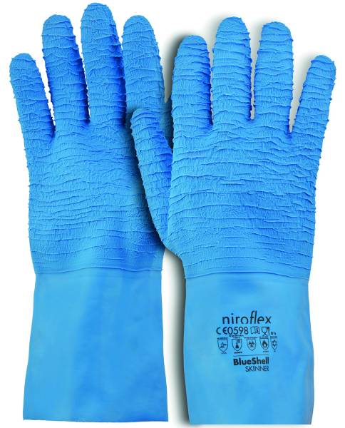 BEHA0361 Entvlieshandschuhe Latex blau Größe L 30cm